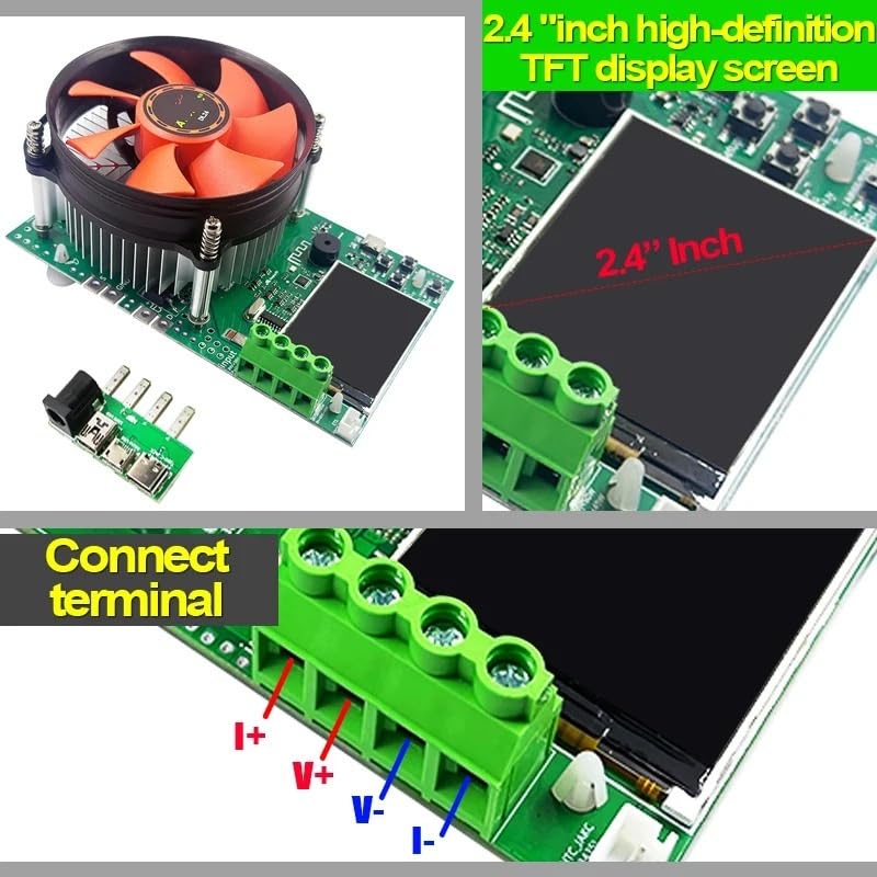 150W 4-przewodowy Tester pojemności akumulatora 2,4-calowy kolorowy ekran TFT typu CNC Elektroniczny tester rozładowania obciążenia