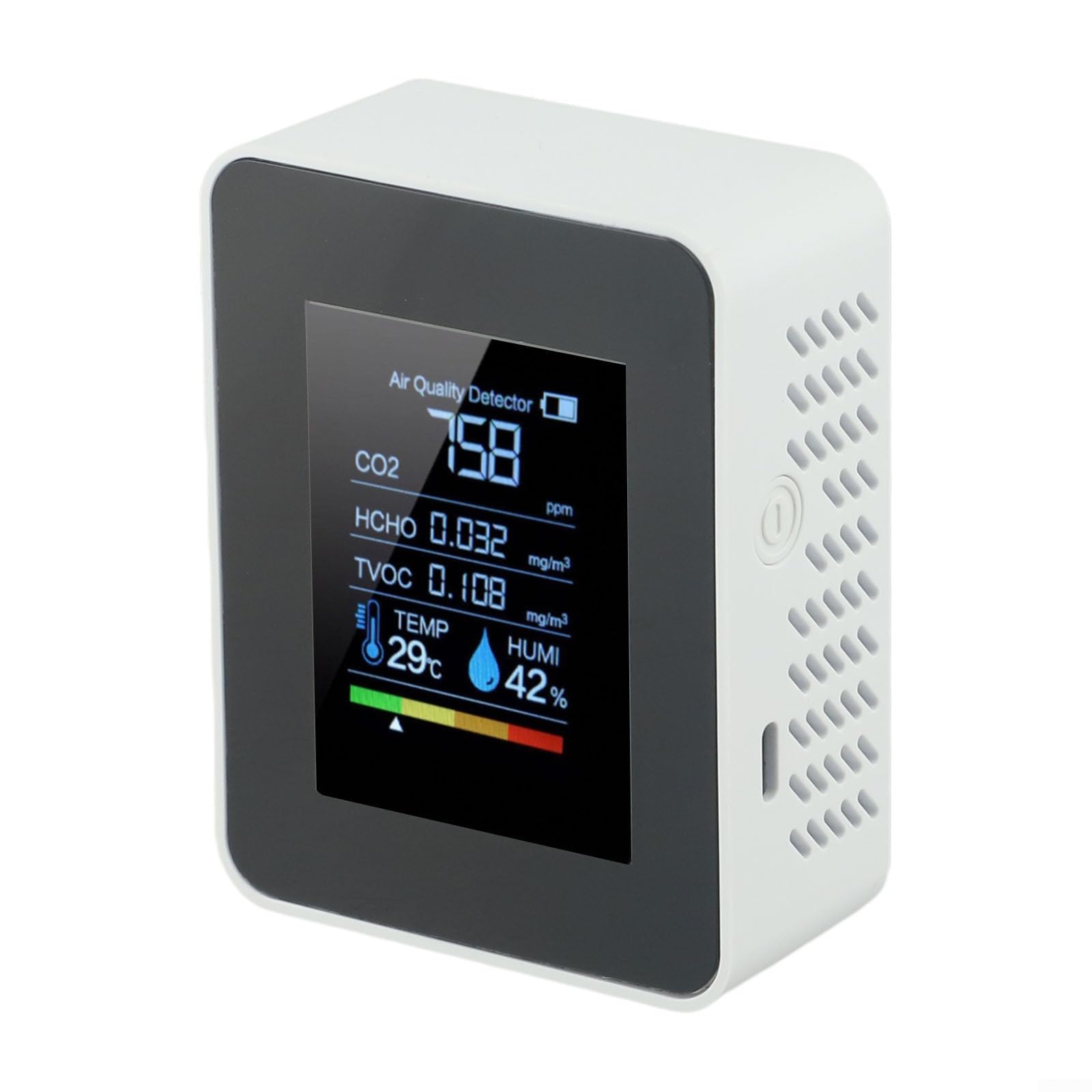 Rilevatore di qualità dell'aria,Rilevatore di anidride carbonica,Rilevatore di monitoraggio della qualità dell'aria 5 in 1,Tester digitale TVOC HCHO Monitor temperatura umidità per casa