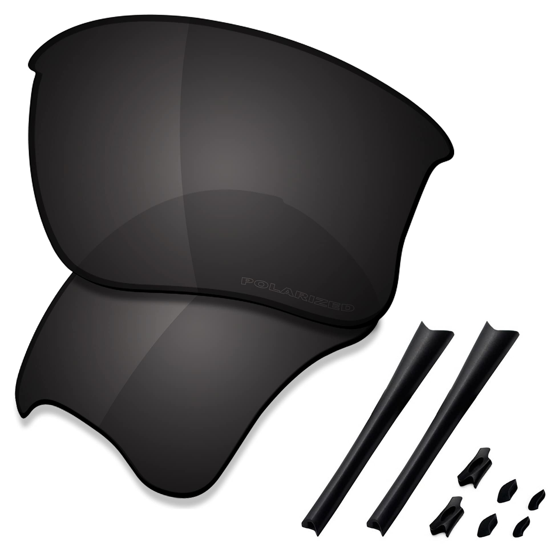 Saucer Premium Replacement Lenses & Rubber Kits for Oakley Flak Jacket XLJ OO9009 Sunglasses High Defense - Carbon Black Polarized