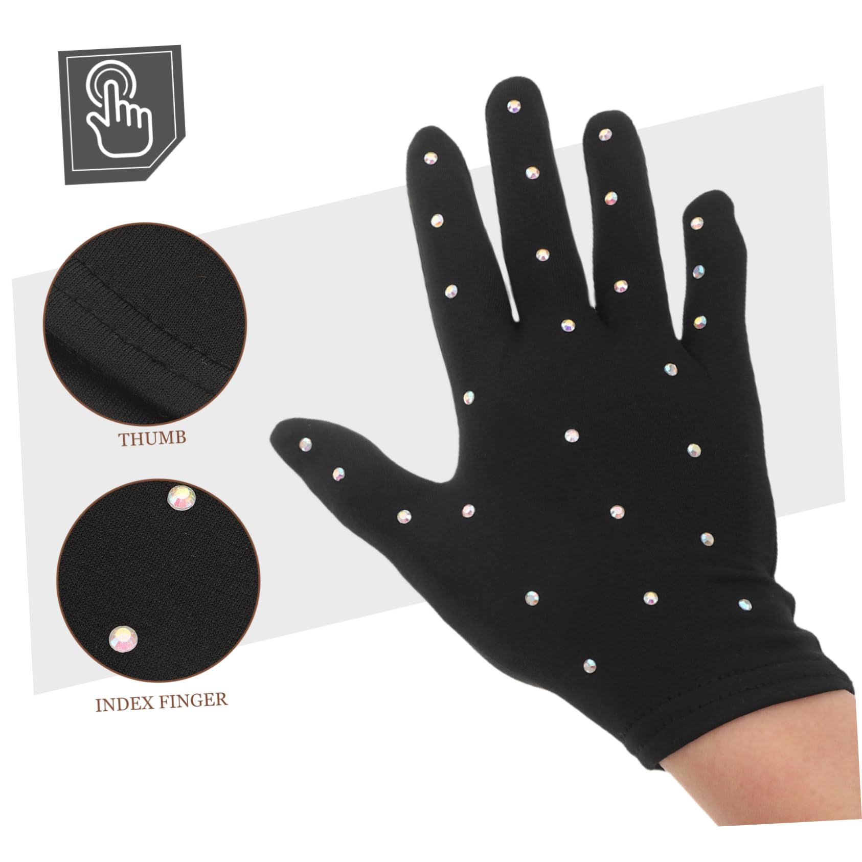 Kisangel Guantes de Patinaje Guantes Brillantes revestimientos de Guantes Patines de Hielo Guantes de Agarre Suministros de Rendimiento Guantes de Fiesta niña Licra Black