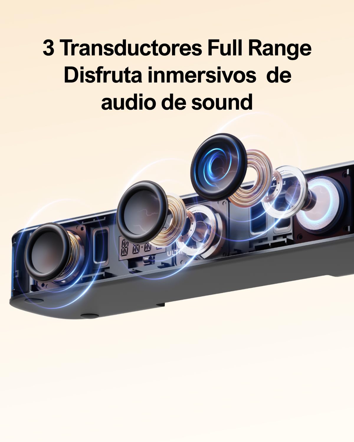 ULTIMEA 7.1 Barra de Sonido TV, Barra de Sonido Sistema de Sonido Envolvente Virtual con Subwoofer, 4 Altavoces Surround, Potencia Pico 330W, Control por Aplicación, Opt/AUX, Aura A40