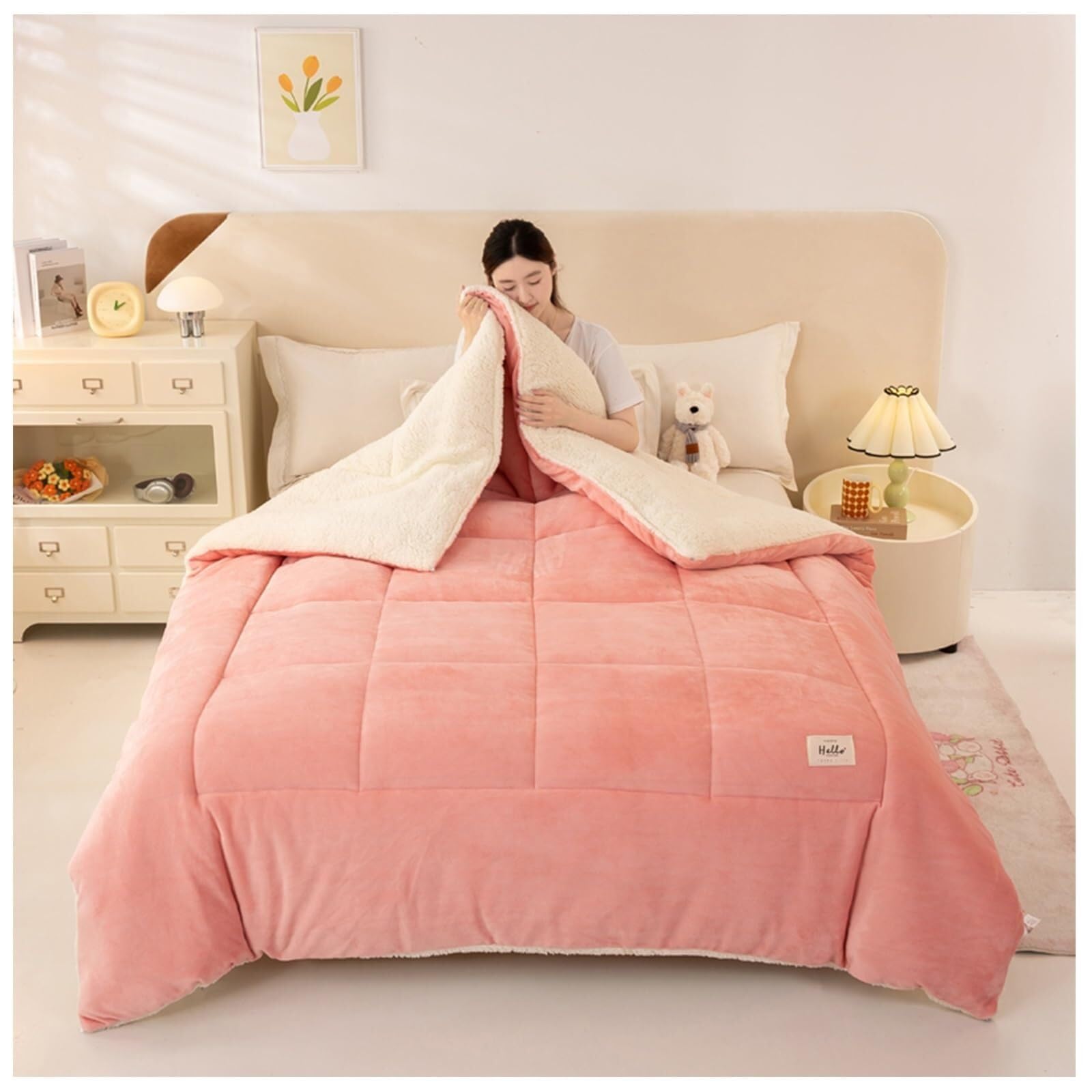 Super Soft Thickened Warm Lamb Quilt Winter Blanket, Breathable Fluffy Plush Double Sided Velvet Blanket for Cold Weather(Color8,200x230cm(5KG))