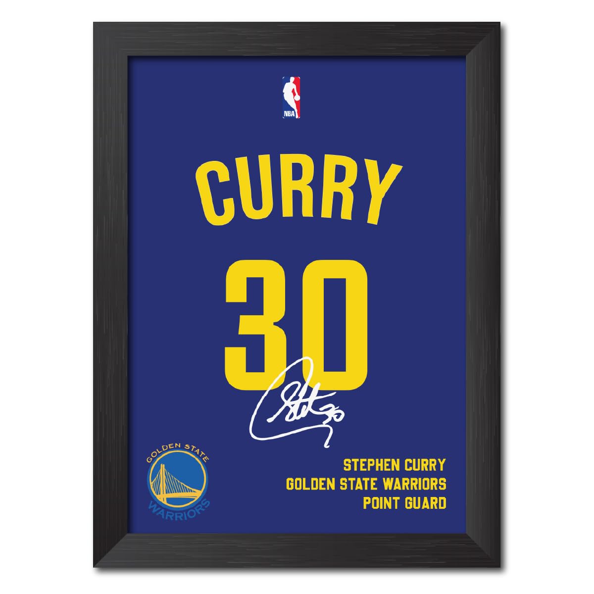 TenorArts Stephen Curry NBA Superstar Jersey Golden state Warrior Poster Laminated Posters Framed Painting with Matt Finish Black Frame (12 inches x 9inches)