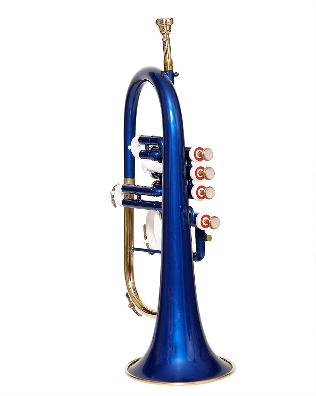 Flugel Horn 4 Válvula Bb Pitch Con Estuche Duro Libre Y Mp, Azul