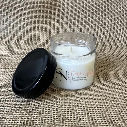Vela Aromática Cereja E Avelã Premium 140g C/Cera De Coco