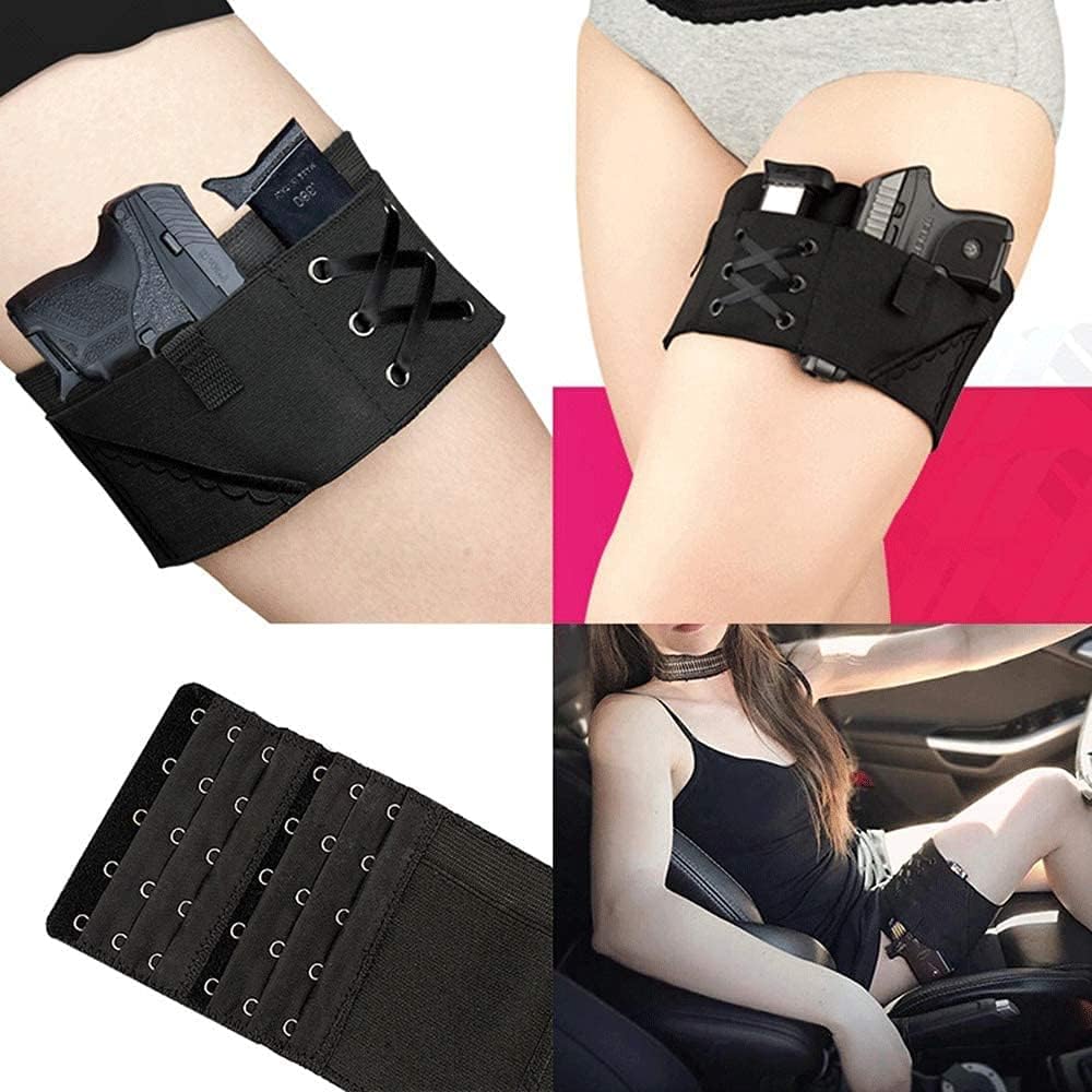 Conceal Carry Ankle Holster Gun Thigh Holster Leg for Women Sexy Hi'd'den Under Dress/Shorts Adjustable Ladies Pistol Holster Tactical for Weapons 380 Revolver Bag,Black - Image 8