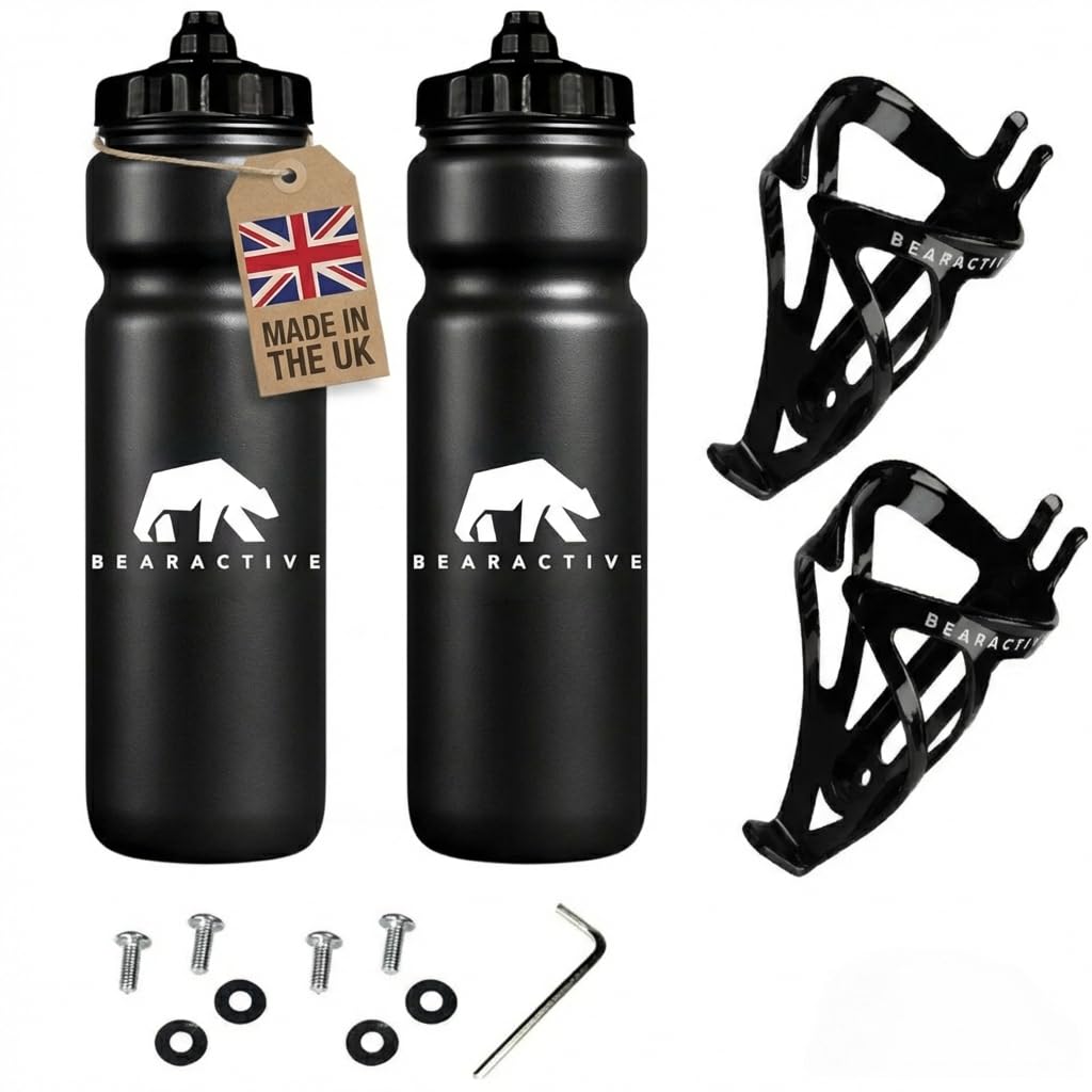 Fahrradflaschenhalter mit Fahrradflasche, 750 ml, BPA-frei, auslaufsicher, mit Ventildeckel, leichte Kunststoff-Flasche mit Schrauben für Rennrad und Mountainbike, 2 Stück