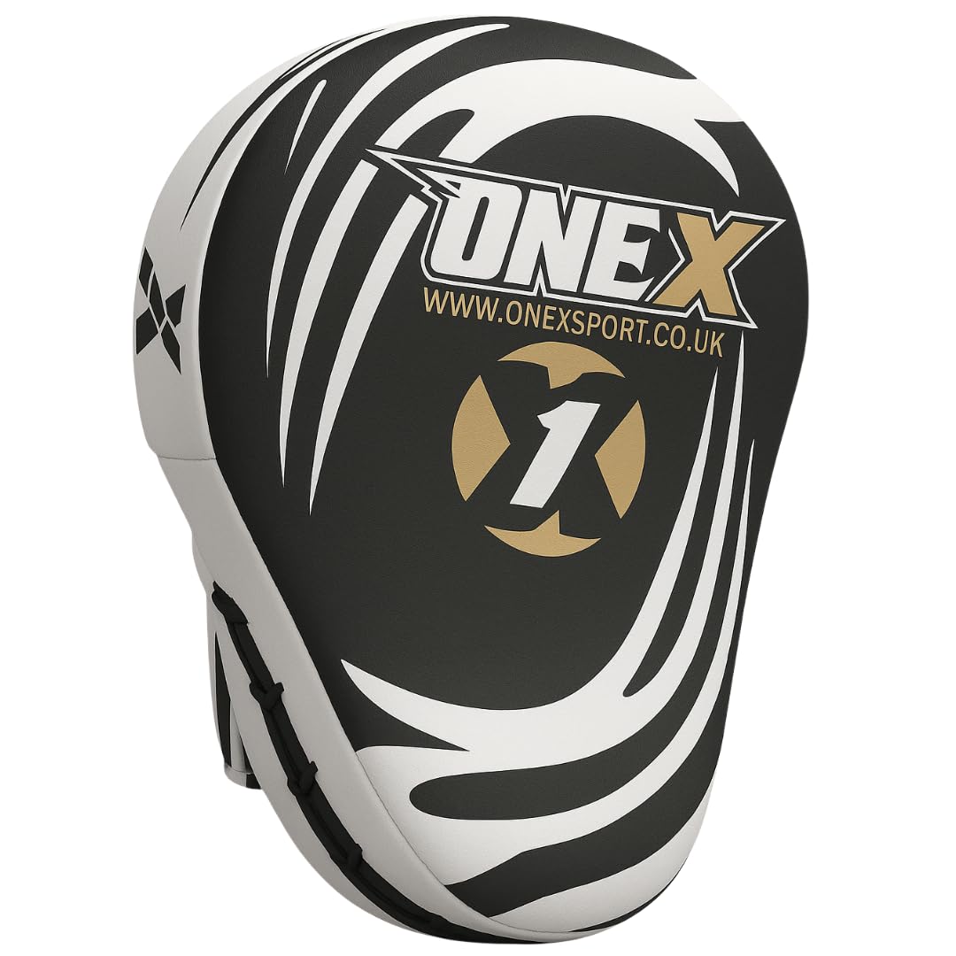 1 Paire de Pattes d'ours Boxe en Cuir Bouclier Courbe pour Boxe Taekwondo Muay Thaï MMA Cible Pad pour l'Entraînement de Sport de Combat (Black/White)