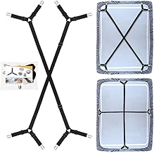 QoeCycth Bed Sheet Holder Straps, 2Pcs Adjustable Crisscross Fitted Sheet Band Straps Grippers Suspenders, Triangle Elastic Mattress Cover Holder Fasteners for All Bed Sheets, Mattress Covers