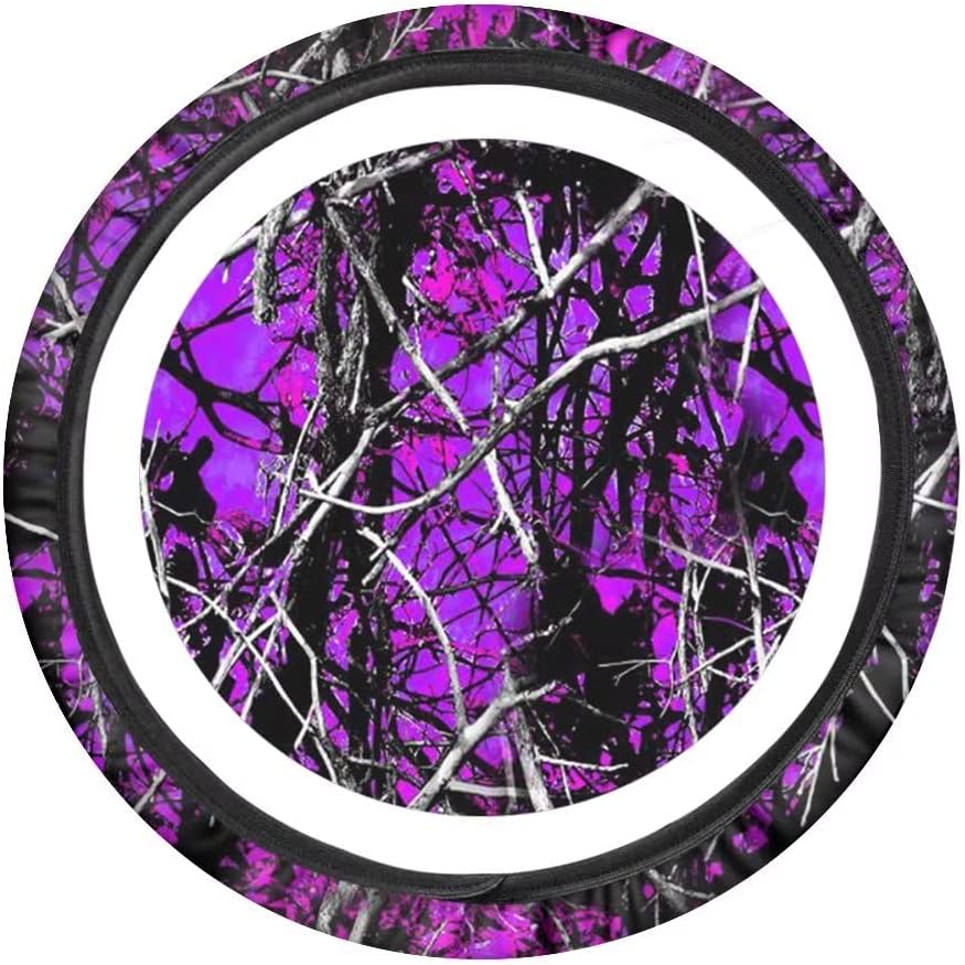 Jeiento Men Women Steering Wheel Covers Purple Camo, Antislip Neoprene Car Steering