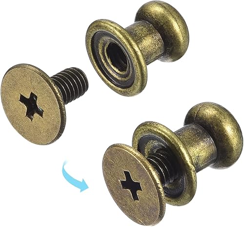 Miniatura 4 de uxcell Remaches de cabeza esférica de 0.236 pulgadas con rosca trasera, paquete de 15 remaches de pezón de botón de cabeza redonda para