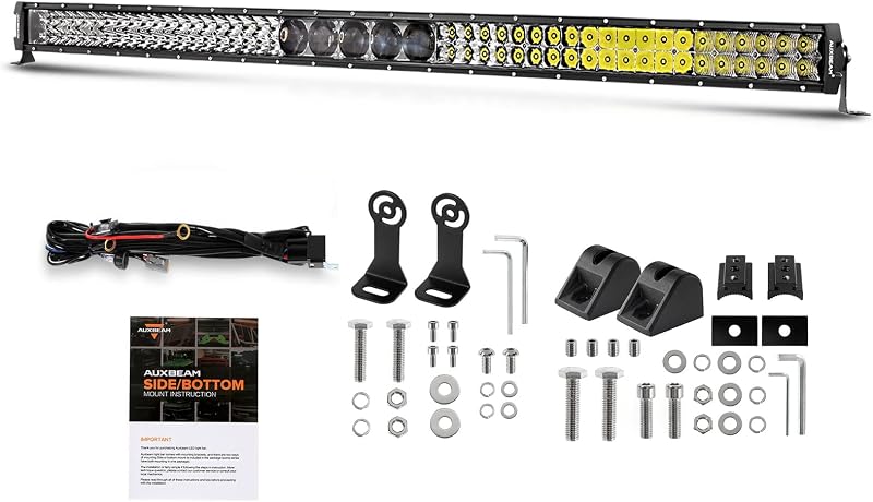 Auxbeam 52" LED Light Bar, 450W, 55000LM, 5D Pro Lens Off Road Driving | LED Fog Light Bar, Off-Road Driving Light, 10FT Wiring Harness for Night Driving, Off-Road Trail, Overlanding, Bad Weather