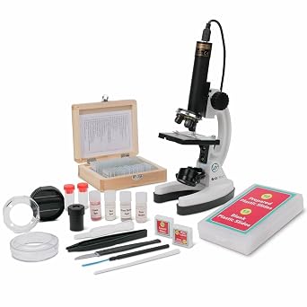 IQCREW M40-PS25W Kids Premium 85+ Piece Microscope, Color Camera and Interactive Kids Software Kit with Professional 25-Piece Prepared Slide Set