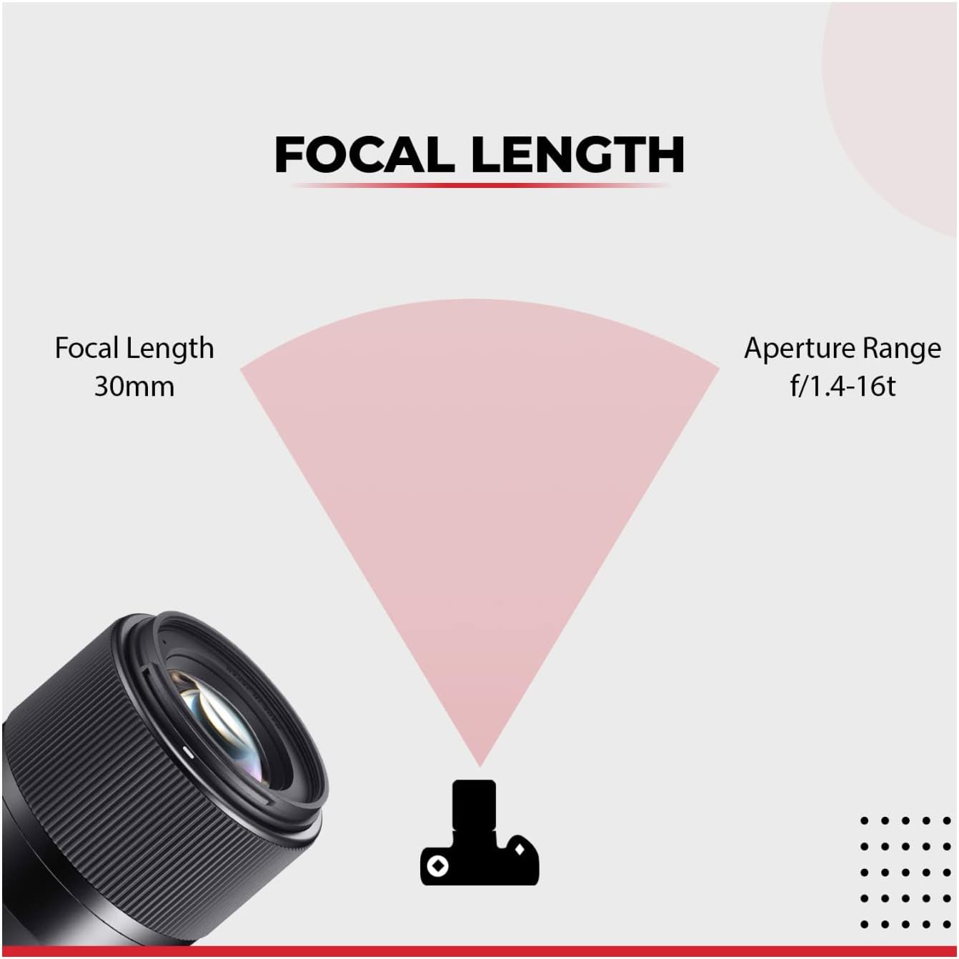 Sigma 30mm f/1.4 Contemporary DC DN Lens Canon EF-M Bundle with 64GB Memory Card, Lens Pouch, and Camera Cleaning and Accessory Kit (4 Items)