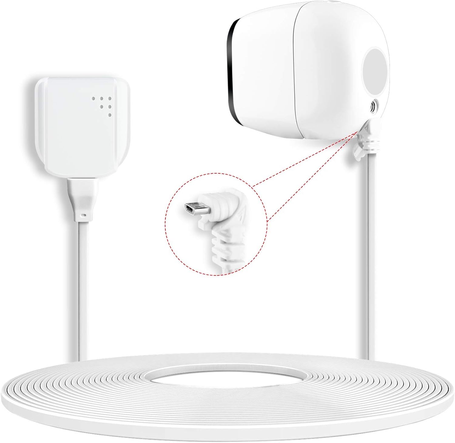 Power Extension Cable with Quick Charge 3.0 Power Adapter Compatible Arlo Pro & Pro 2 & Go, TYRONE Power Supply and Micro USB Charging Cord Weatherproof (Outdoor/Indoor Use) (30 Feet, White)