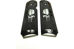 Ebony Punisher Compact 1911 Grips Engraved Textured #2