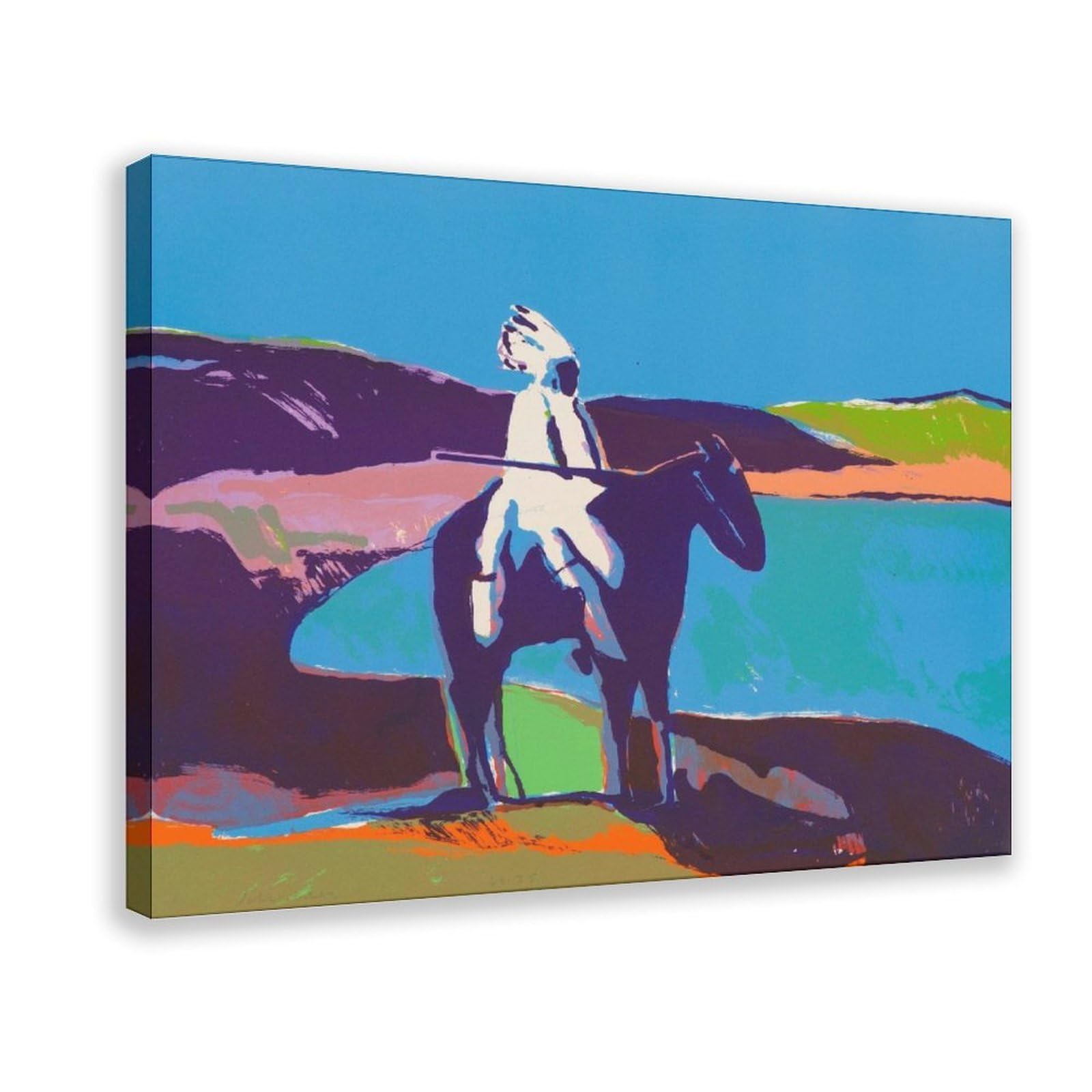 F I N U C B Indian at The Lake (stan II) – Fritz Scholder Native Pop – Współczesna ekspresja rdzennych mieszkańców, plakaty, wydruki, obrazy na płótnie, sztuka ścienna, ramka 30 cm