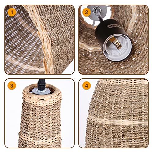 Arturesthome Bell Rattan Woven Pendant Light Kitchen Island, Handmade Hanging Lights Ceiling Chandelier, Crafts Lampshade Home Decor #TOP5
