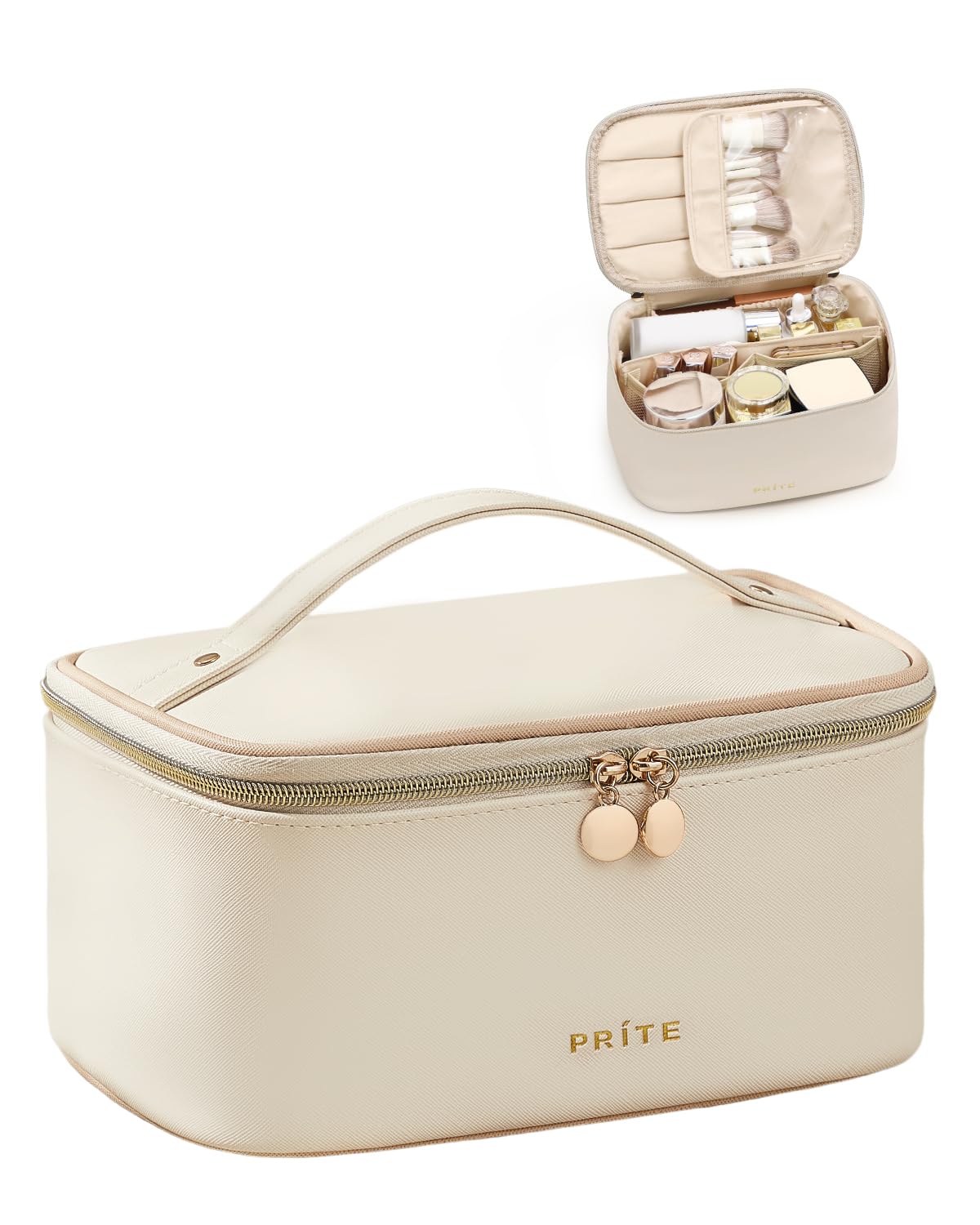 Caboodles Pretty in Petite Makeup Box, Two-Tone Pink on Lavender, Hard Plastic Organizer Box, 2 Swivel Trays, Fashion Mirror, Secure Latch for Safe Travel 1 pound