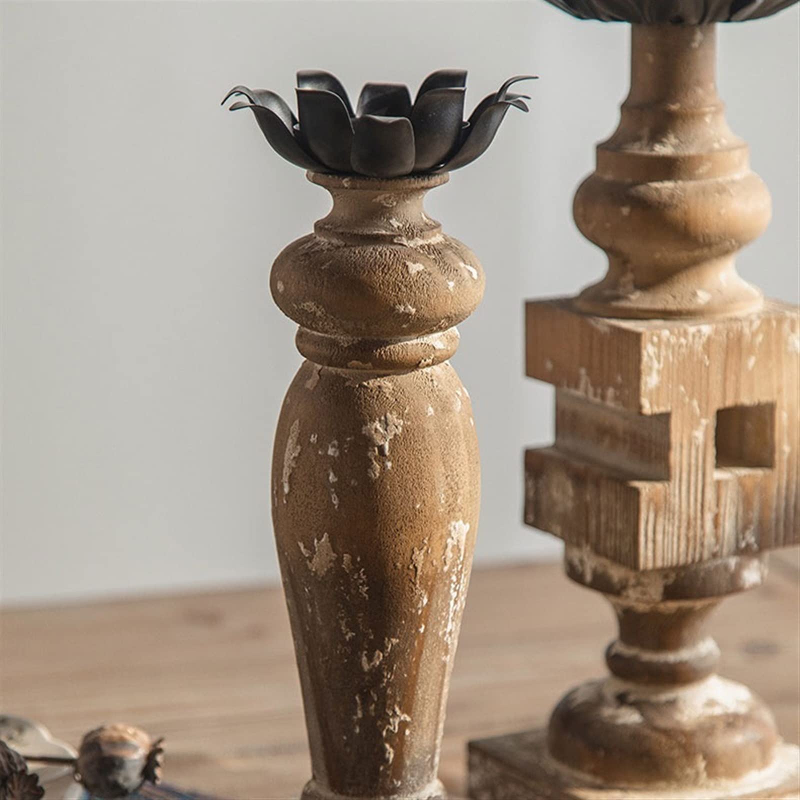 SUNESA Chandelier Chandelier en Bois sculpté créatif Chandelier en Fer Décoration d'intérieur Bougeoir de Style rétro Bougeoirs (Color : A)