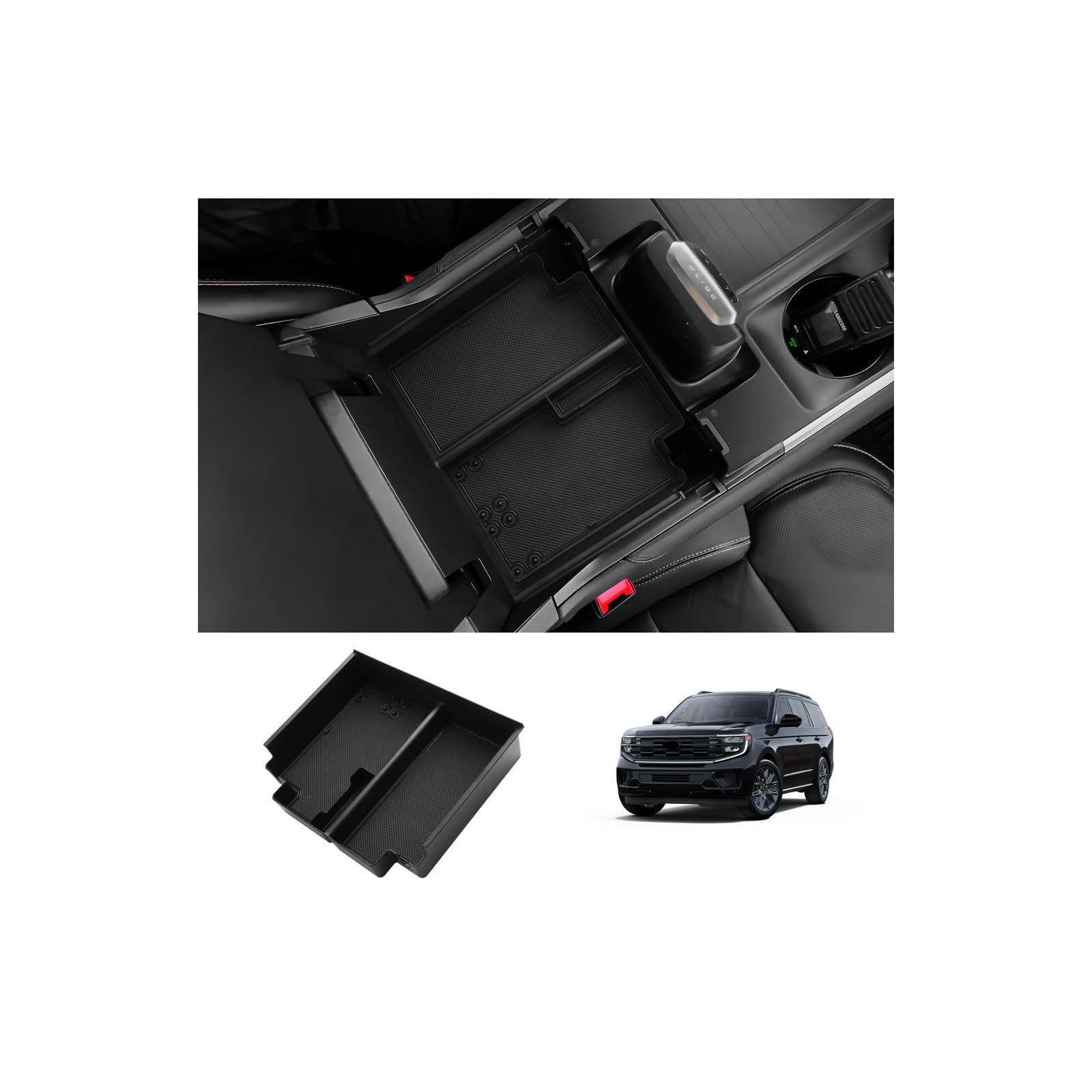 LUWU Center Console Organizer for 2025 2026 2027 Ford Expedition Active/Platinum/Tremor/King Ranch Accessories Armrest Storage Box Tray Organizer Insert Tray ABS Material 2027 Expedition Accessories