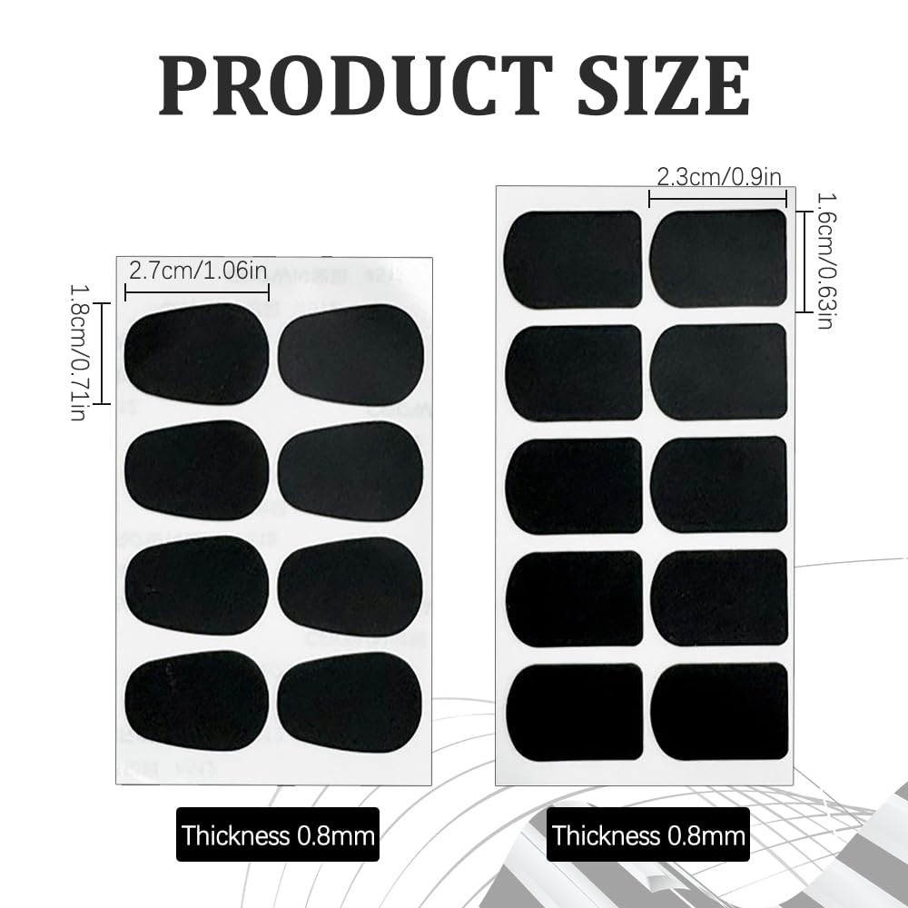 18 cojines para boquilla, parches de boquilla de saxofón de 0,8 mm, almohadillas adhesivas ovaladas y cuadradas para saxofón alto y tenor y clarinete