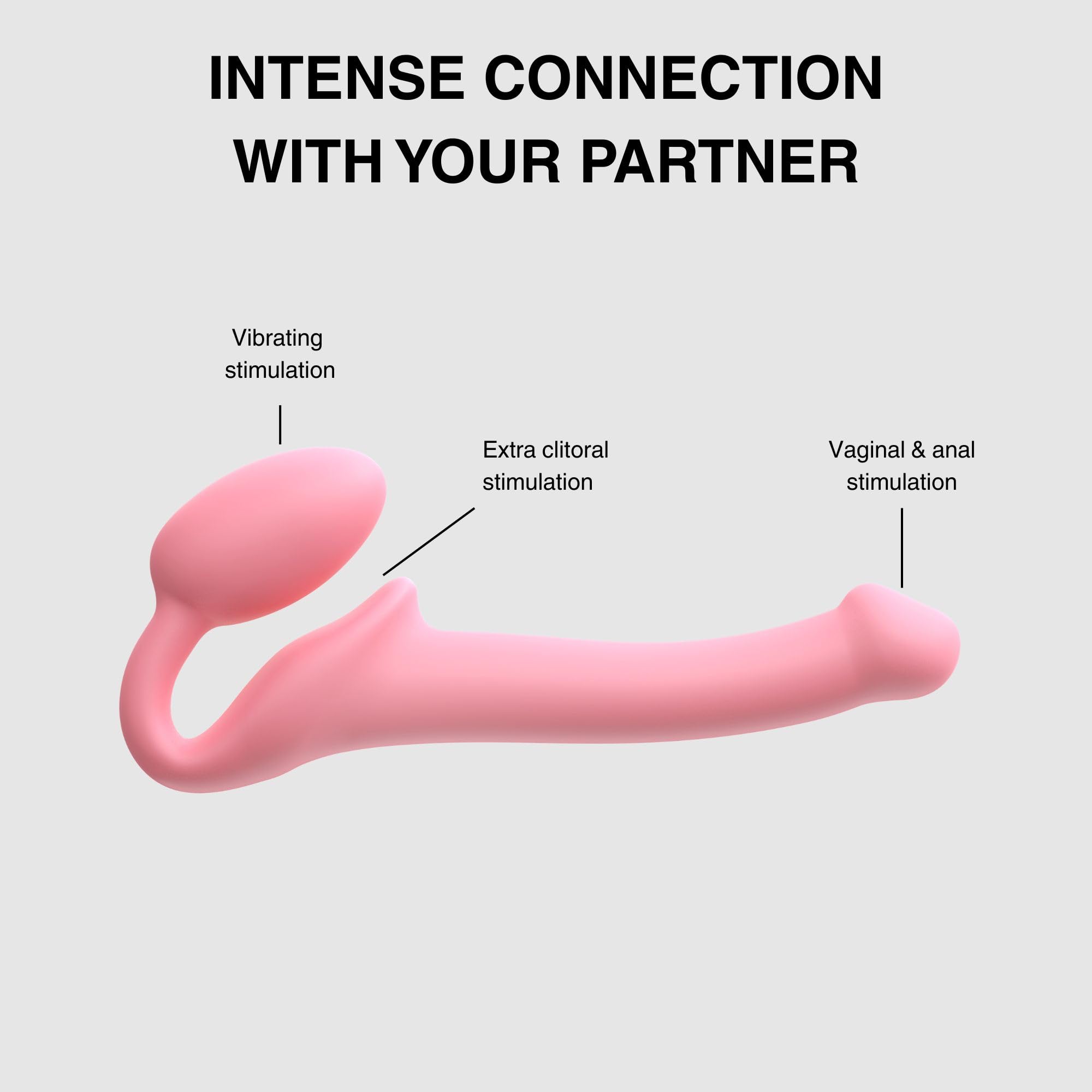 Strap-On-Me Strap-on Classico Nuova Versione – Sex Toy in Silicone Morbido, Tripla Stimolazione (Vaginale, Anale & Clitoridea) – Con Uovo Ultra Morbido, Collo Flessibile, Design Ergonomico