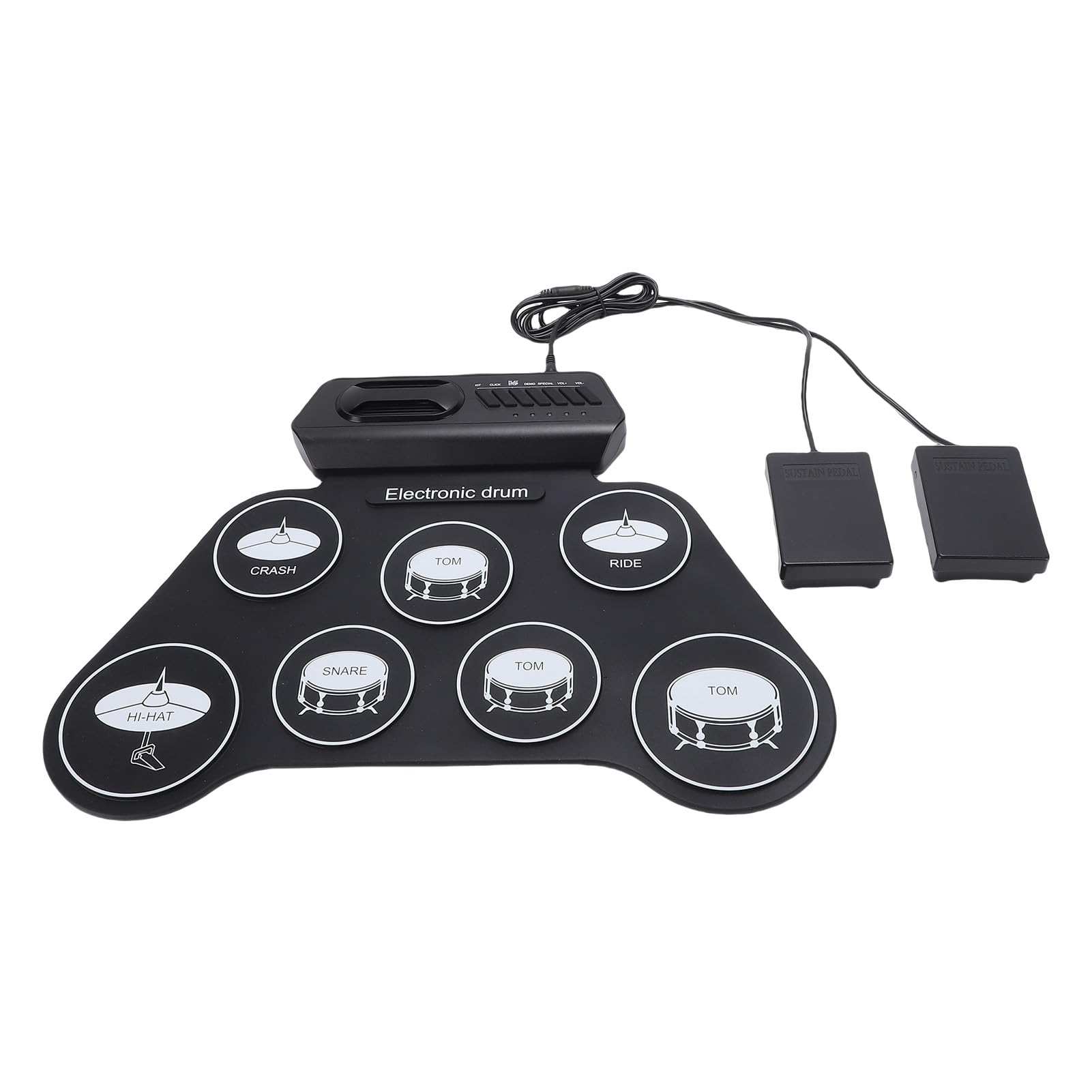 Batería Electrónica Silenciosa, Set Silicina Suave Septimo con Metrónomo Integrado, para Práctica Casera Educación Musical Niños y Adultos Aprendizaje Regalo