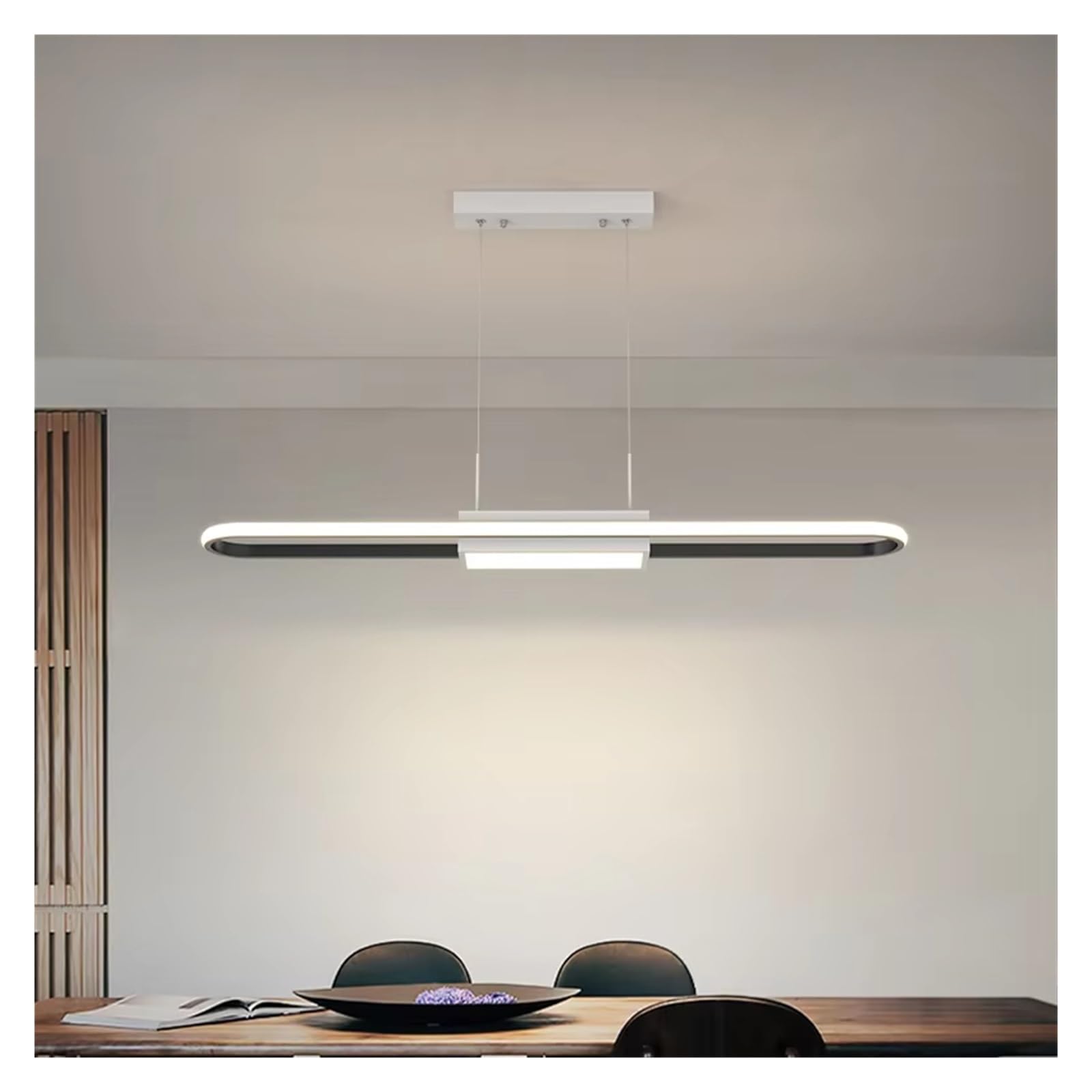 ASerZenith Luxury Dining Table Pendant Lights Modern Minimalist Long Strip Led Restaurant Chandelier Light,Onecolor-L 120Cm