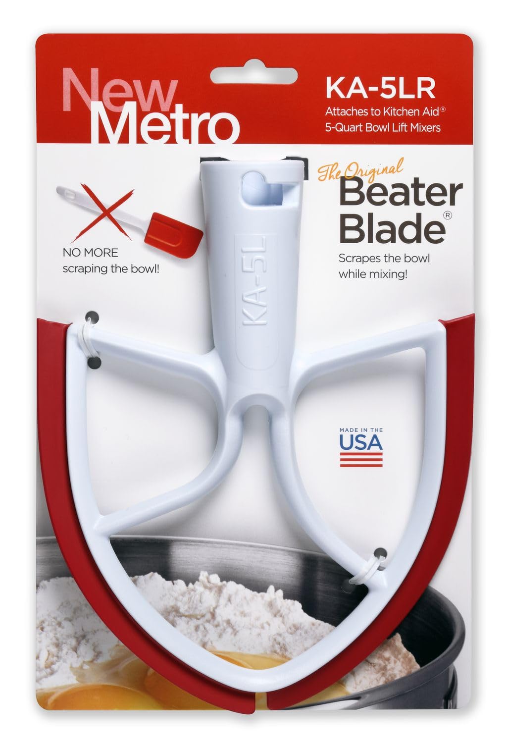New Metro KA-5LR Original Beater Blade Works w/ Most KitchenAid 5 Qt Bowl-Lift Stand Mixers, Red