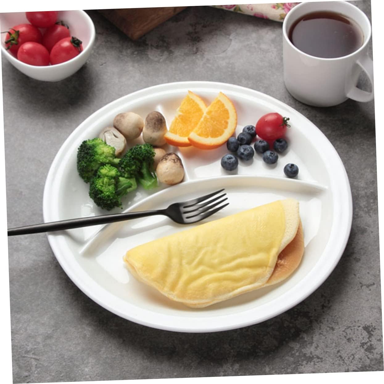 Ceramic Divided Meal Plate Food Tray for Camping and Home Use Sturdy Non Breakable Porcelain Dish with Multiple Compartments for Organized Serving