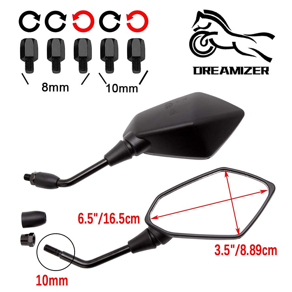 Specchietto Retrovisore Per Moto Adventure DREAMIZER – Omologato E24, Montaggio Su Manubrio 22mm E 7/8, Regolabile 360°