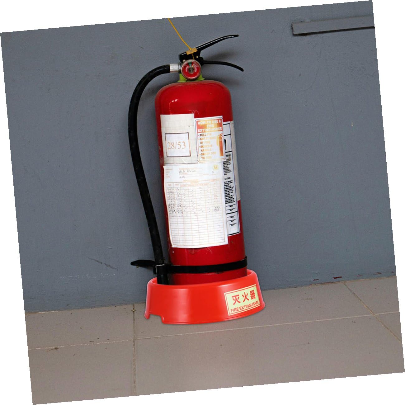 4 Piezas Soporte para Extintor de Incendios Rojo de Plástico Fluorescente, Base Compacta para Extintores de 5-8 Kg, Almacenamiento Seguro para Uso Doméstico E Industrial
