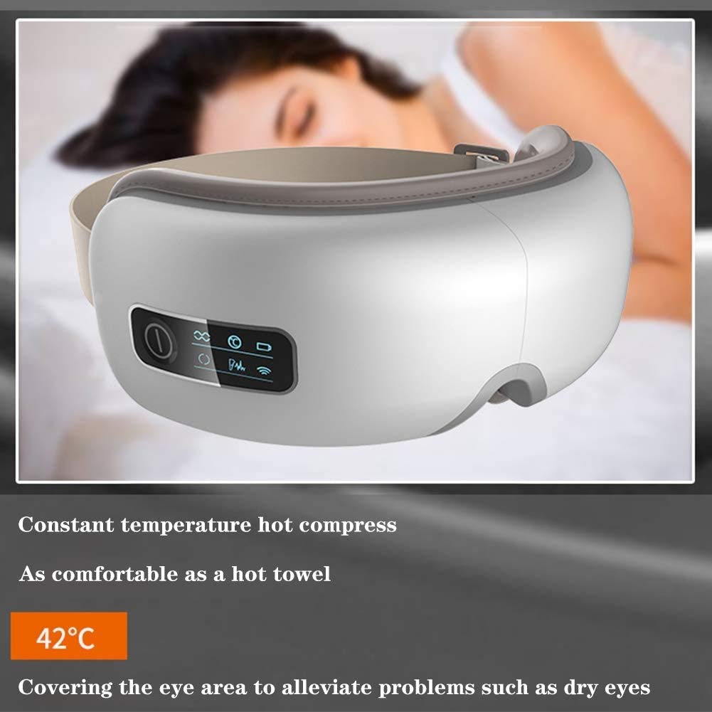 Augenmassagegerät, 6 Funktionen, 5 Modi, elektrisches Augenmassagegerät mit Wärme, Vibration, Luftdruck 4D zur Linderung der Ermüdung der Augen, Bluetooth-Musik, Verbesserung des Schlafes,