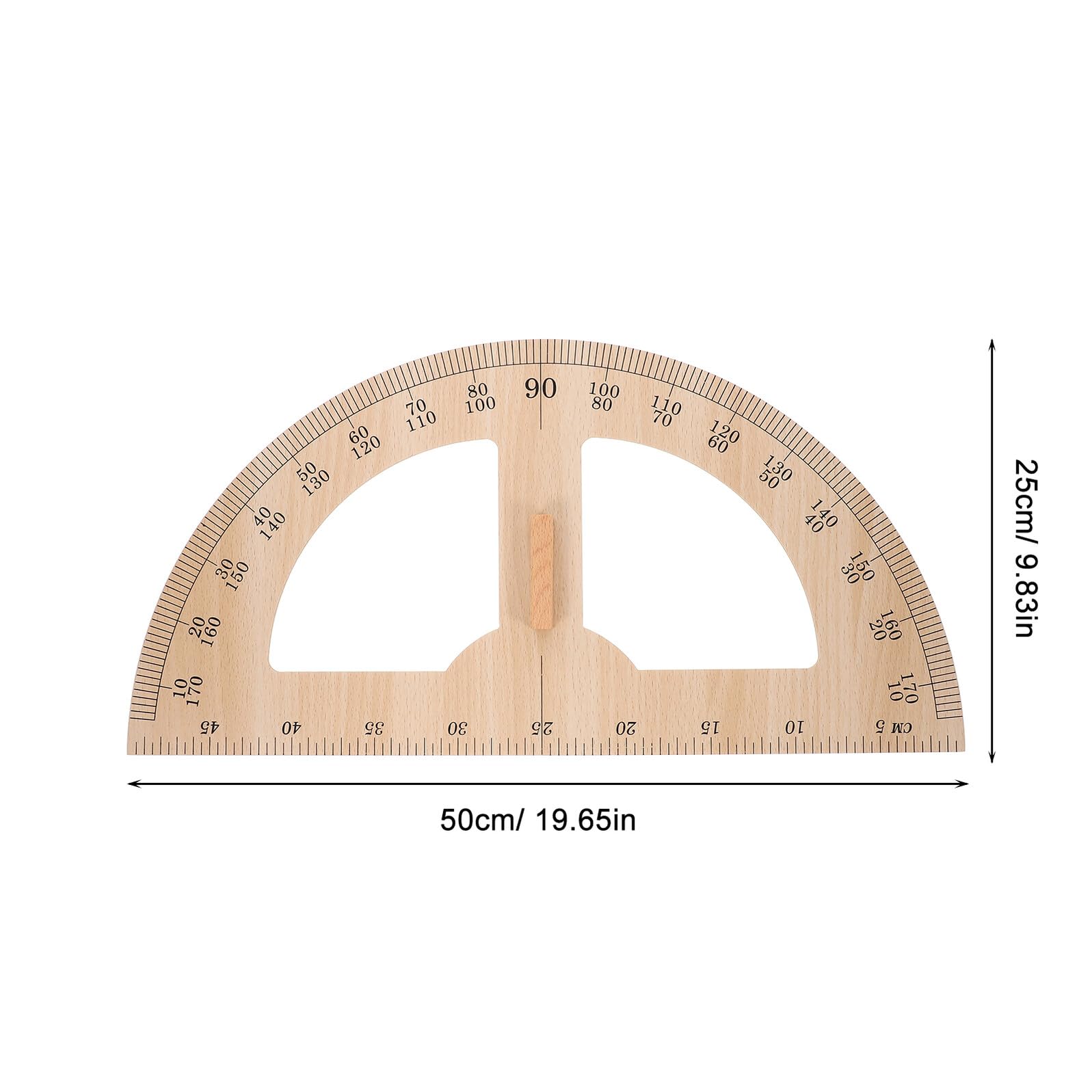 Ipetboom Righello Didattico in Legno per Insegnanti Goniometro Grande per Geometria Strumento di Misura per Aula Righello di Apprendimento per Lezioni Matematiche