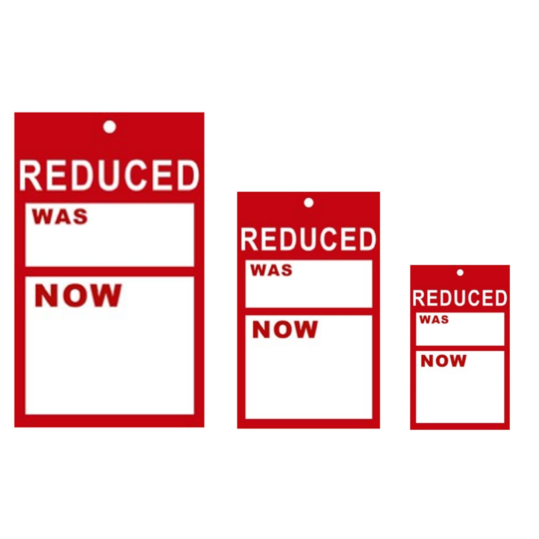 500 X Medium Reduced was/Now, Cards Tagging Gun Hanger Swing Tickets โ Size :- Medium - 9.5cm (L) x 5.5cm (W)