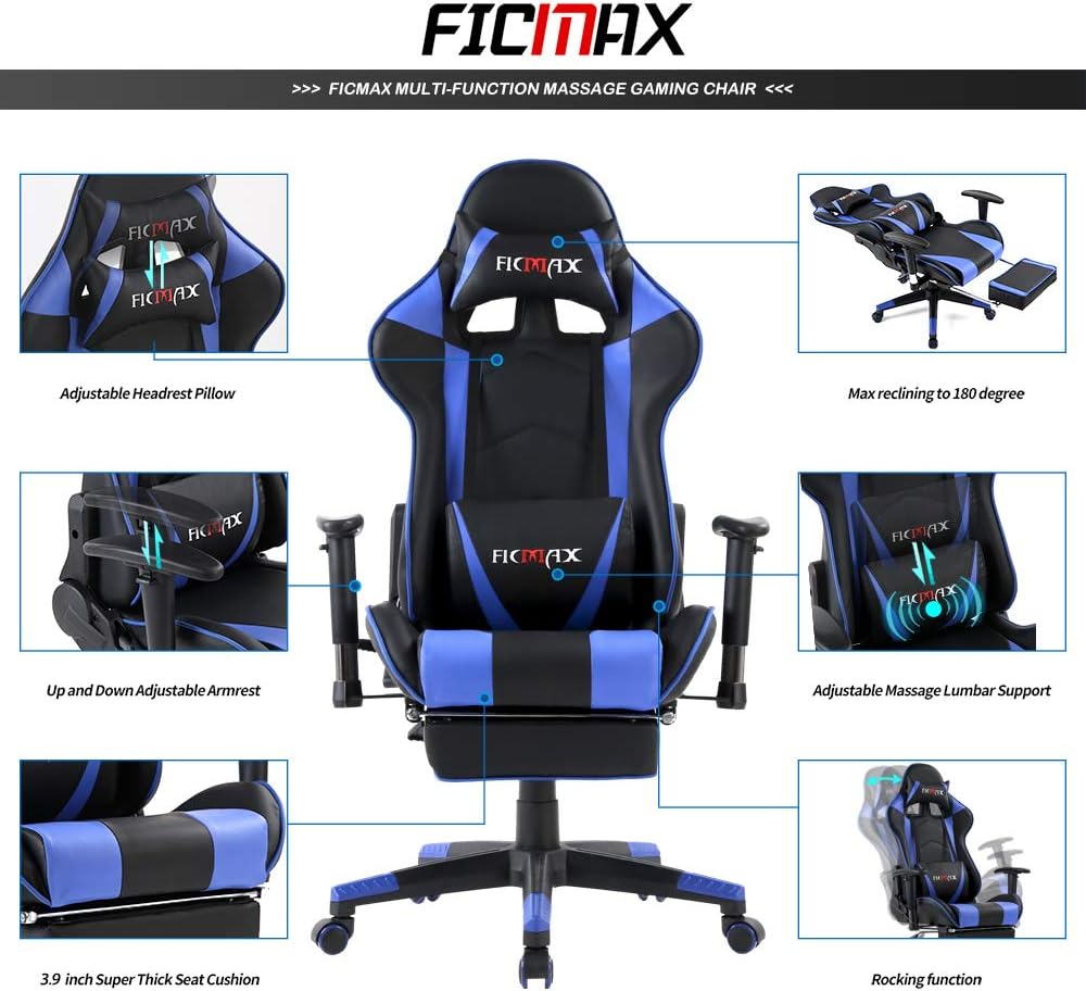 Buy Ficmax Massage Gaming Chair Ergonomic Computer Gaming Chair With Footrest Buy Ficmax Massage Gaming Chair Ergonomic Computer Gaming Chair With Footrest