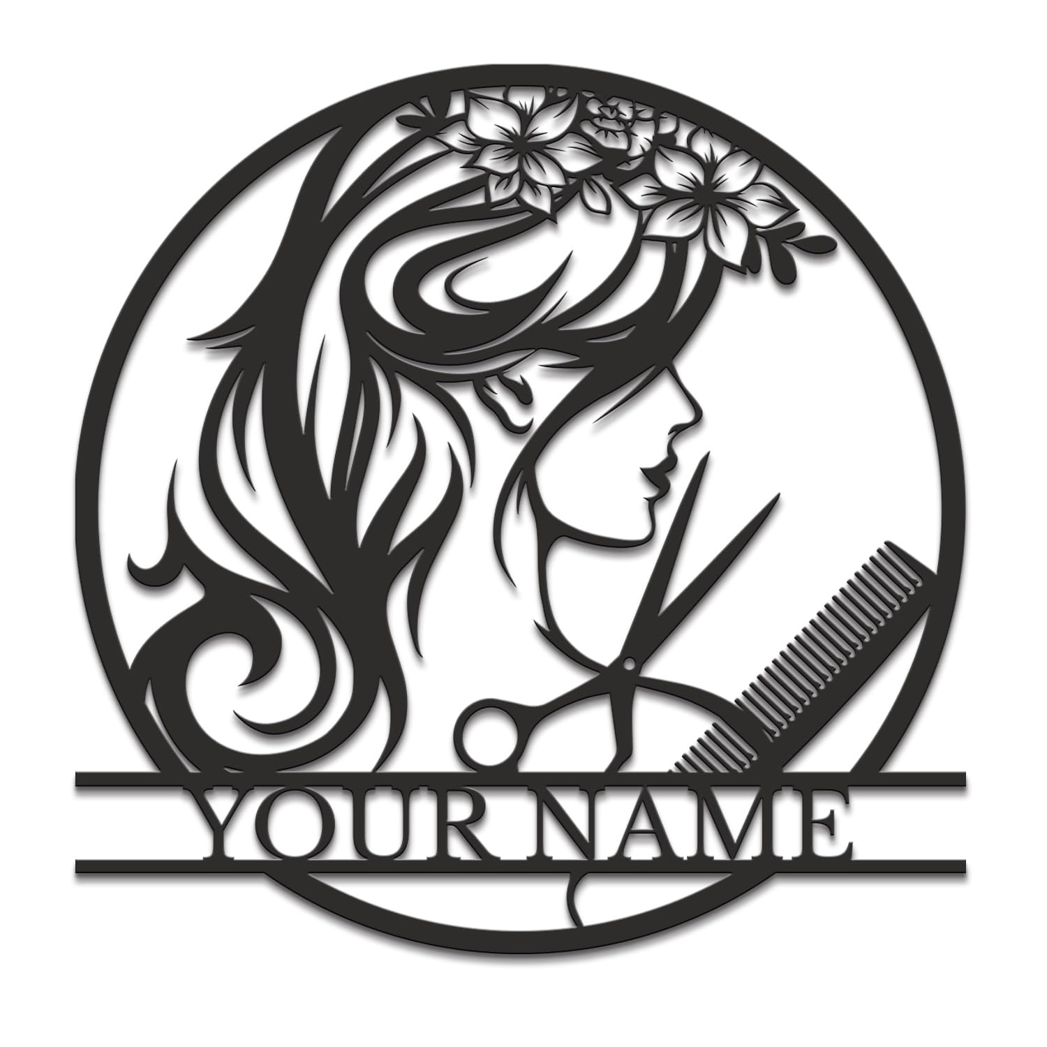 Senyer Girls Hair C Personalized Custom Hair Dresser Metal Sign,Custom Beauty Salon Hair Metal Wall Art,Personalized Hair Dresser Name Sign (Hair C)