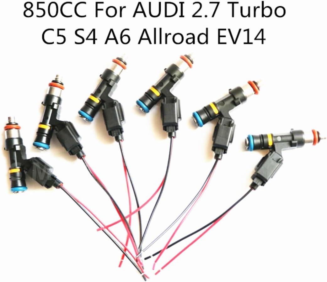 Set 6PCS 850cc fuel injectors For AUDI 2.7 Turbo C5 S4 A6 Allroad Fit EV14