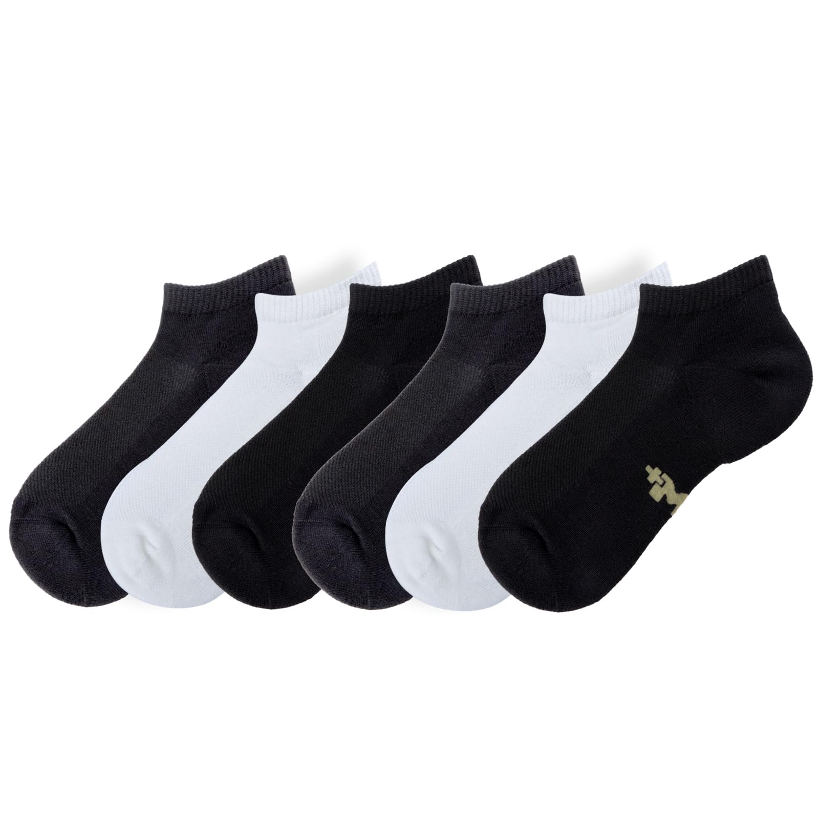 +MD 6 Pairs Ankle Socks for Mens/Womens, Liner Cushion Wicking Smell Control, Athletic Running Low Cut Casual Socks, 2Black/2White/2Grey14-16