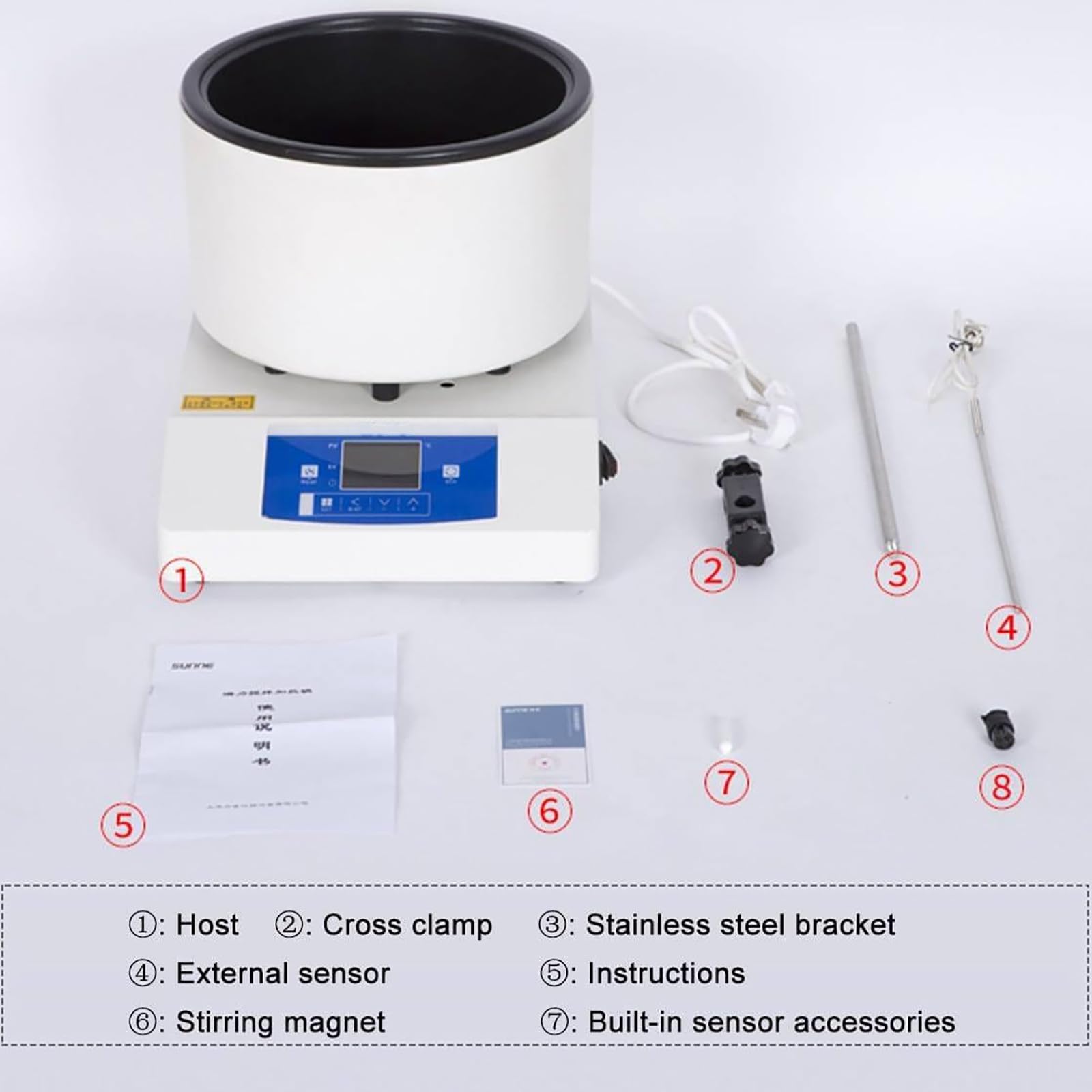 Mezclador magnético de 2 litros con calefacción, 50-2000 RPM, 500 W para baños de agua y aceite de laboratorio, olla agitadora magnética para una mezcla eficiente de líquidos