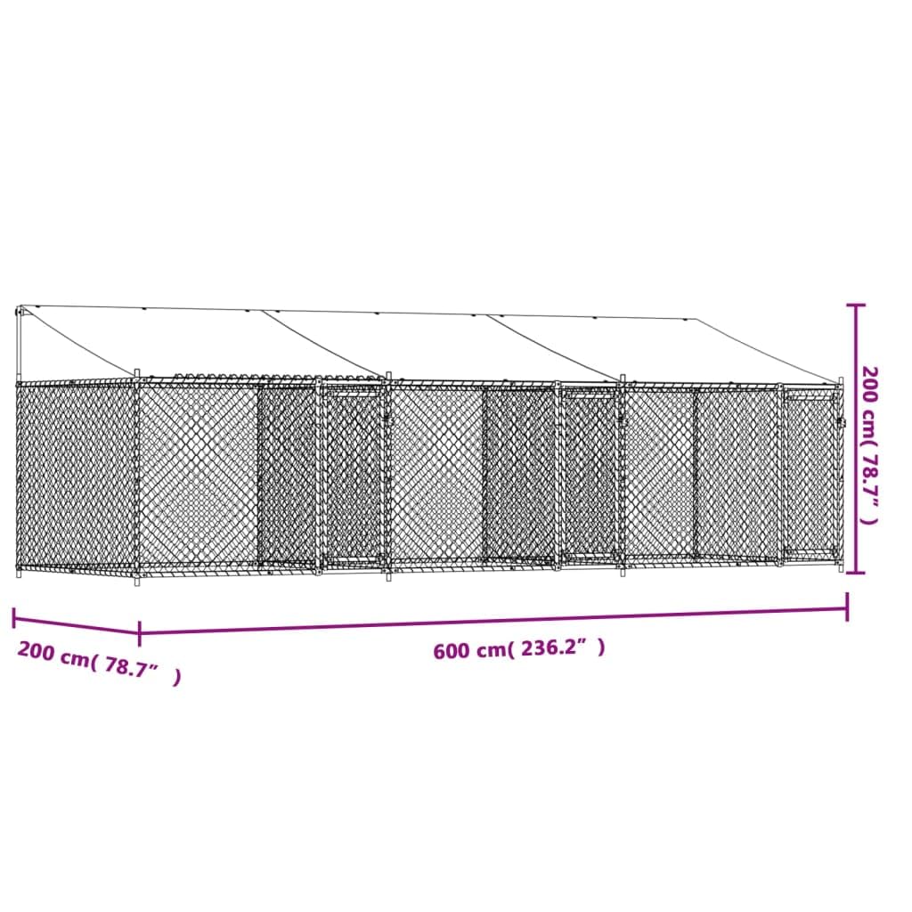 Cage pour Chien avec Toit et Portes Gris 6x2x2m Acier galvanisé,Articles pour Animaux,Articles pour Animaux de Compagnie,Accessoires pour Chiens,Niches & enclos pour Chiens,52.4 kg,Gris,3209564