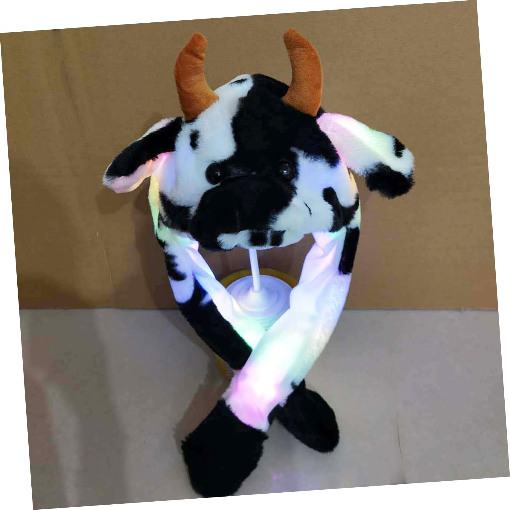 MAGICLULU 3 Piezas sombrero de vaca brillante sombrero con forma de vaca de felpa con animales sintéticos de fiesta con diseño de animales gorras adorable gorra de fiesta