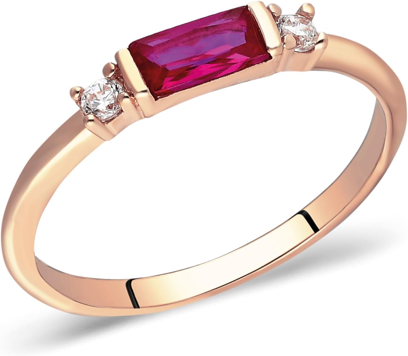 Ruby Ring in 14k Solid Gold | Baguette Ruby Ring | Minimalist Red Ruby Ring | Stacking Ruby Ring | Ruby Jewelry | July Birthstone Gift Her