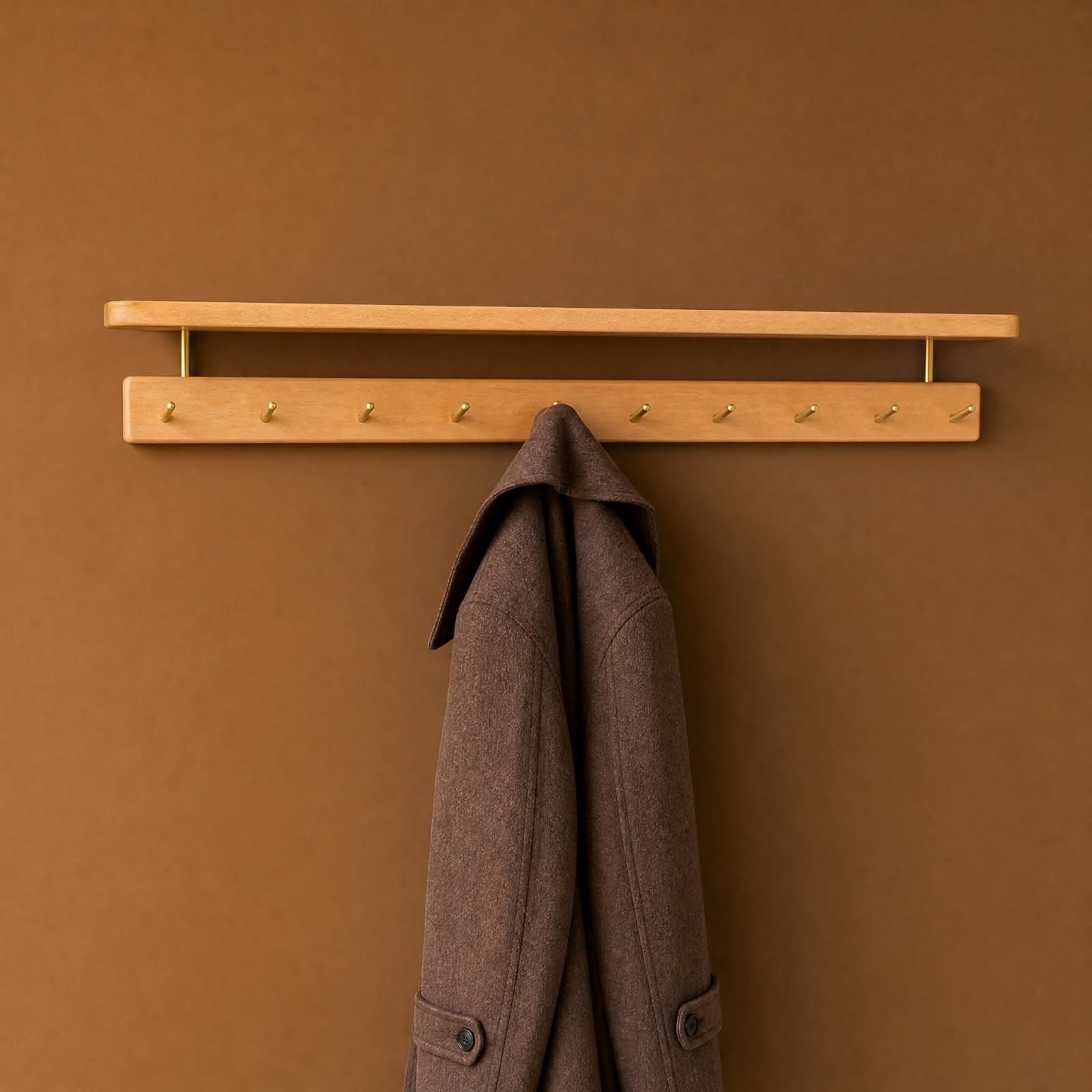 KESOTO Organiteur D'entrée En Bois Hêtre Robuste Porte-Manteau Mural En Bois Épuré Patère Murale pr Intérieur Moderne