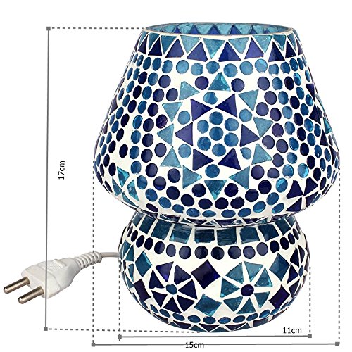 Image of Glass Table Lamp, Blue, White, Pack of 1