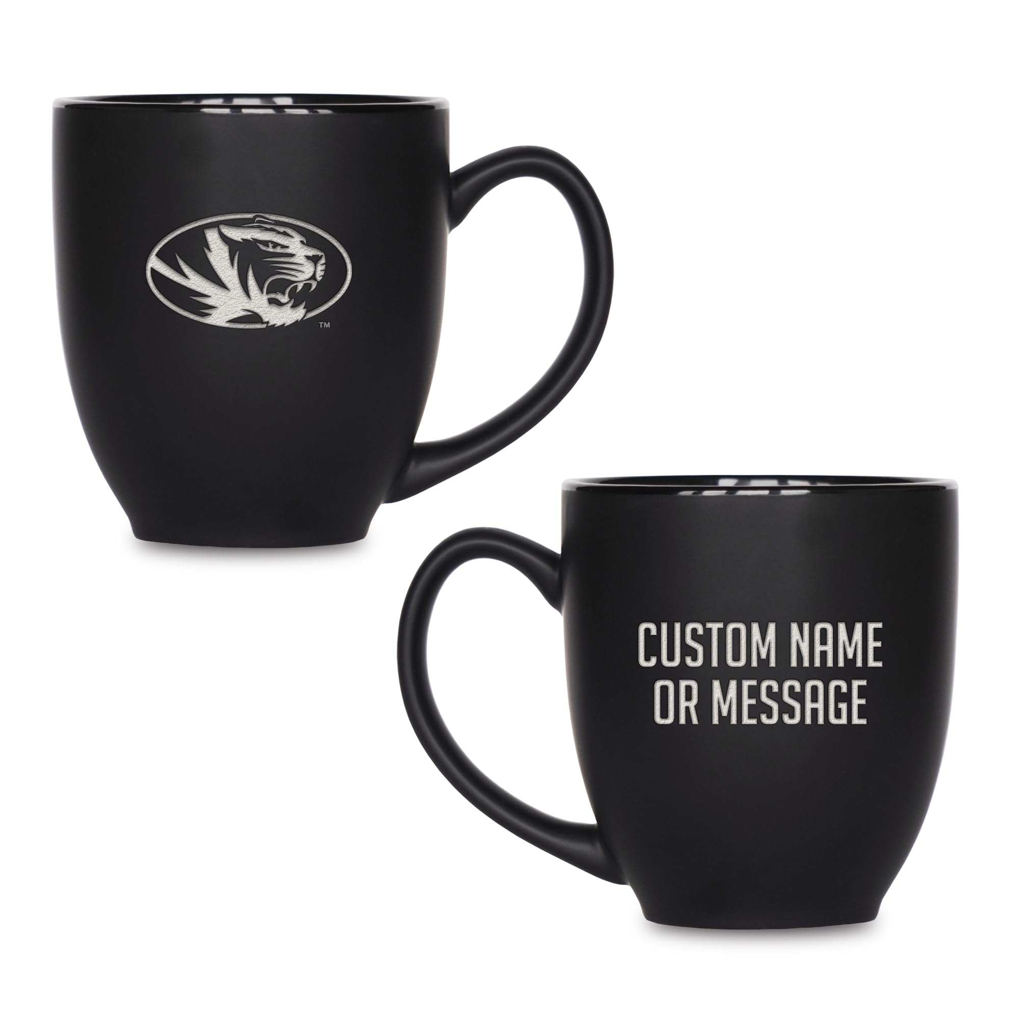 Rico Industries NCAA Primary 15-Oz Personalized Matte Black Bistro Mug - for Hot or Cold Drinks