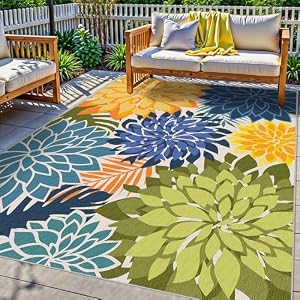 Arenarug Outdoor Rug Waterproof, Washable Patio Rug for Deck, 5×8, Green
