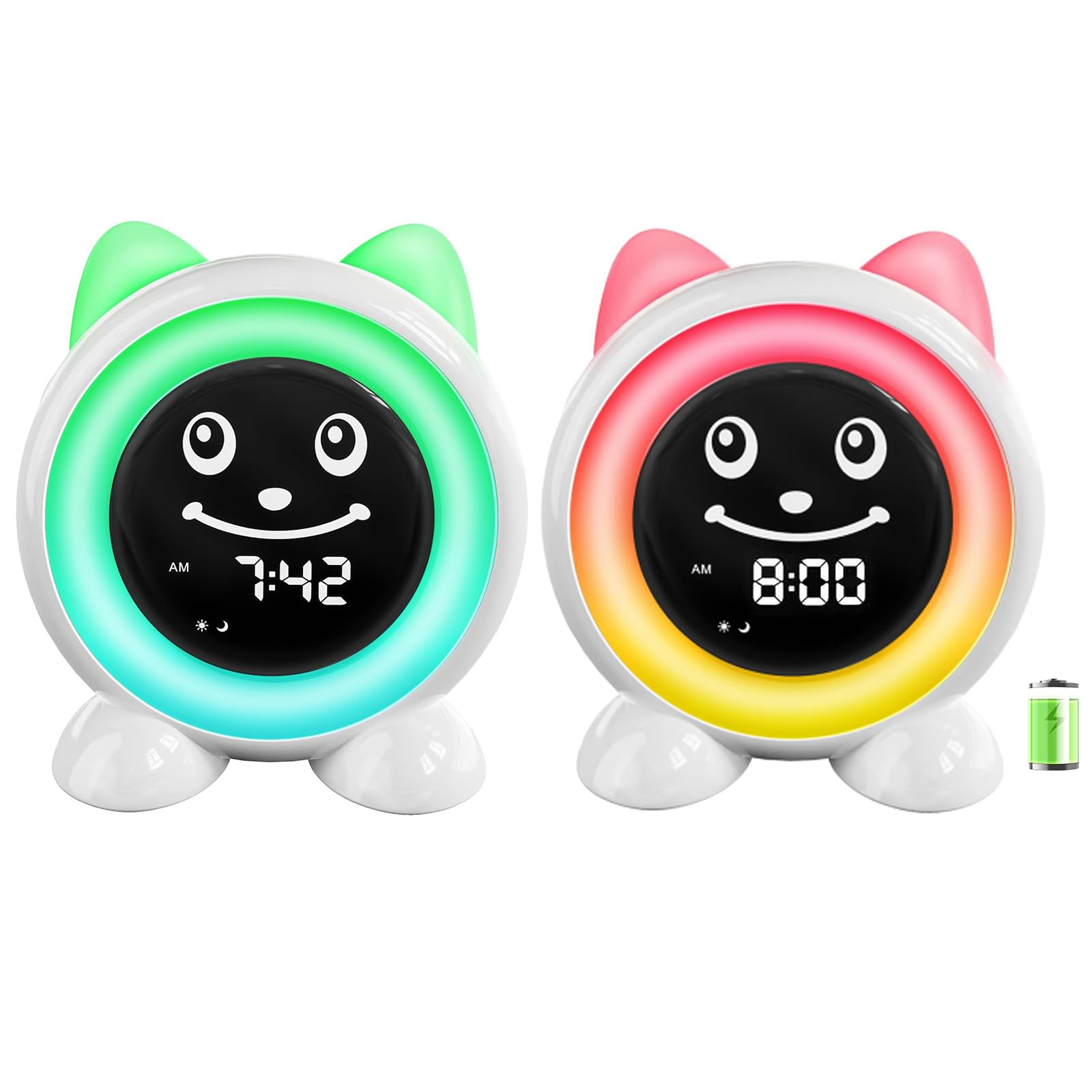 I·CODE OK to Wake Kids Alarm Clock + 5200 mAh Battery Operated Kids Clock Toddler Routine Helper Kit