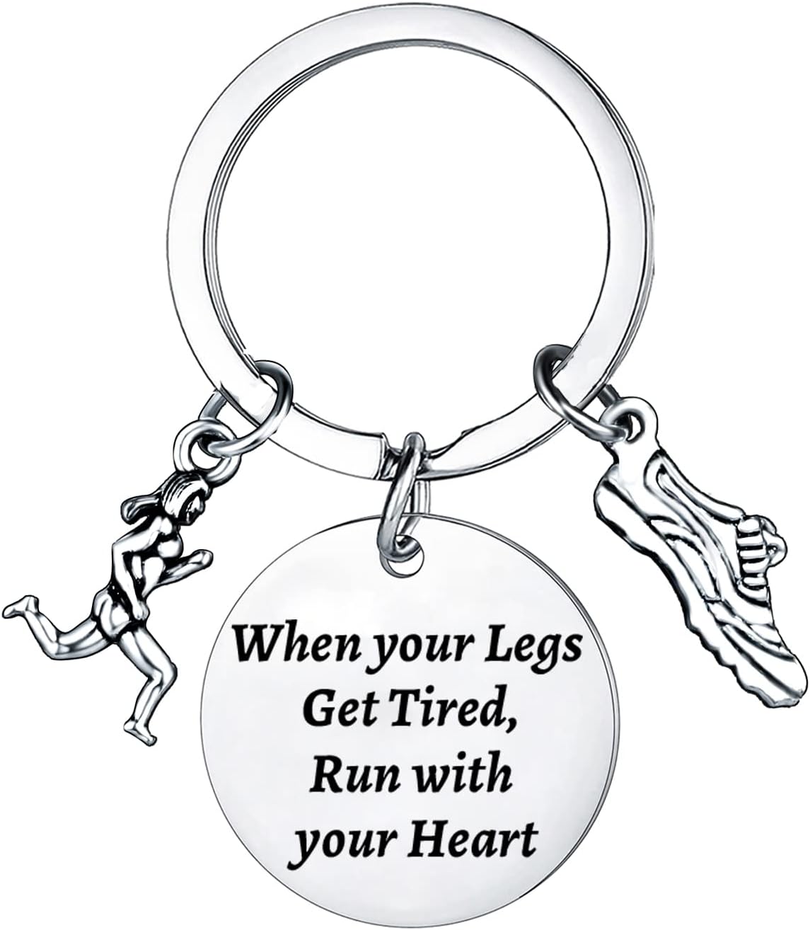 WimeirenInspirational Keyring Gifts Running Lovers Gifts Runners Gift for men Funny Fitness Gym Gift Women Run with Your Heart Key Chain